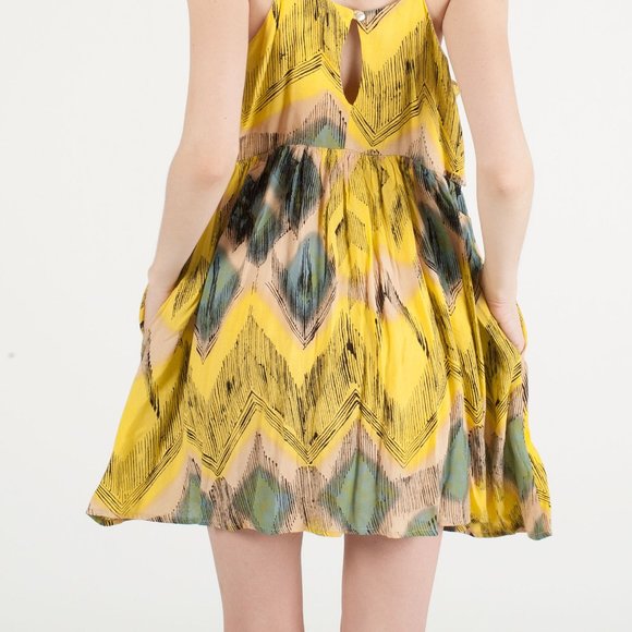 NWT SOMEDAYS LOVIN Yellow Patterned Allover Printed Dress Size XS MSRP $108 - Picture 6 of 9